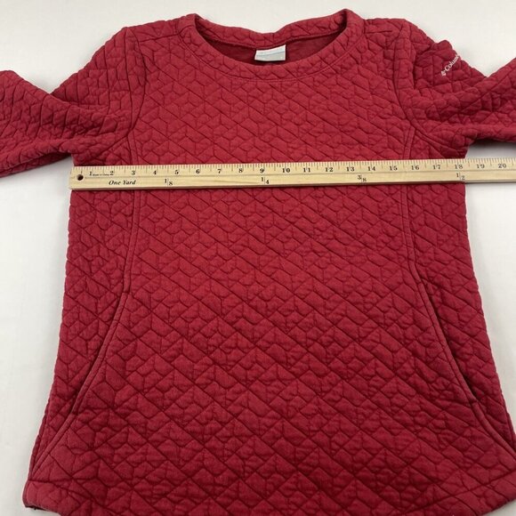 Columbia Lodge Quilted Long Sleeve Sweatshirt Women's S Red Cotton Blend Stretch - Picture 3 of 9